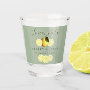 Verre A Shot Élégant Script Aquarelle Citron Mariage Limoncello