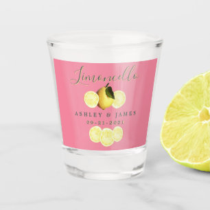 Verre A Shot Élégant Script Aquarelle Citron Mariage Limoncello