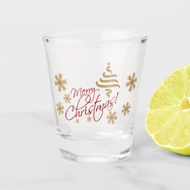Verre A Shot Elégante Simple Cheers Joyeux Souhait Noël (Devant)