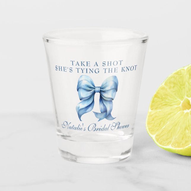 Verre A Shot Elle Attache Le Nœud Bleu Bow Fête de Mariage (Devant)