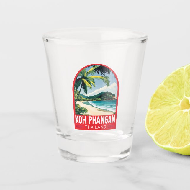 Verre A Shot Emblème d'art de voyage Koh Phangan Thaïlande (Devant)