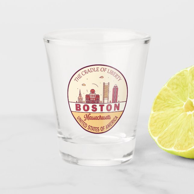 Verre A Shot Emblème de Boston Massachusetts City Skyline (Devant)