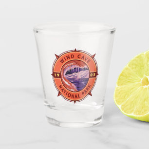 Verre A Shot Emblème de la boussole rétro du parc national de l