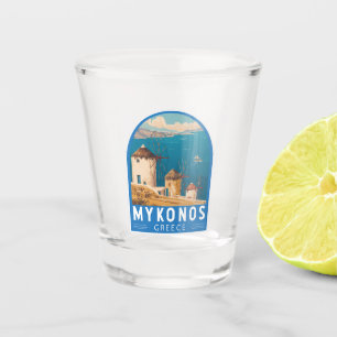 Verre A Shot Emblème de Mykonos Grèce Travel Art