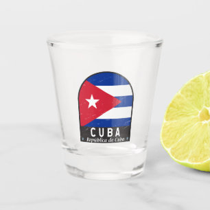 Verre A Shot Emblème du drapeau cubain Vintage déprimé