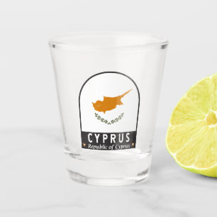 Verre A Shot Emblème du drapeau de Chypre Vintage