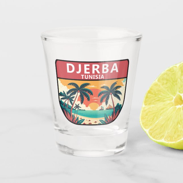 Verre A Shot Emblème rétro de Djerba Tunisie (Devant)