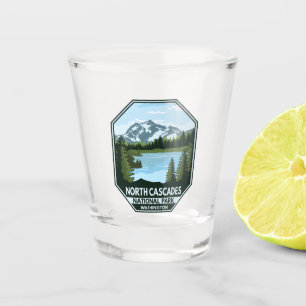 Verre A Shot Emblème rétro minimal du Parc national des Cascade