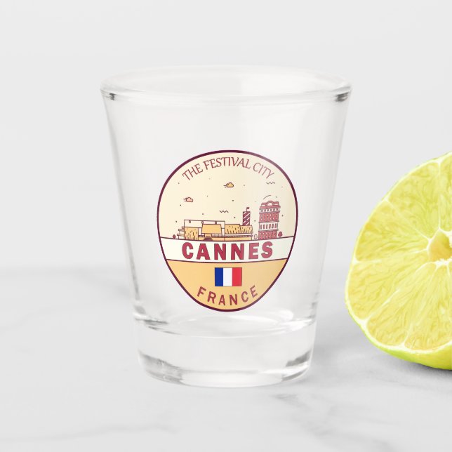 Verre A Shot Emblème Skyline de Cannes France (Devant)