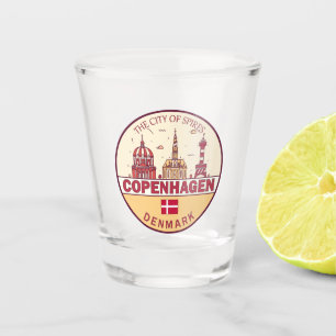 Verre A Shot Emblème Skyline de Copenhague Danemark City