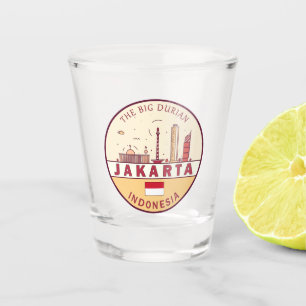 Verre A Shot Emblème Skyline de Jakarta Indonesia City