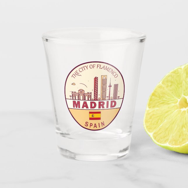 Verre A Shot Emblème Skyline de Madrid Espagne (Devant)