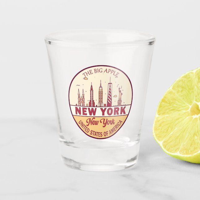Verre A Shot Emblème Skyline de New York (Devant)