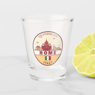 Verre A Shot Emblème Skyline de Rome Italie