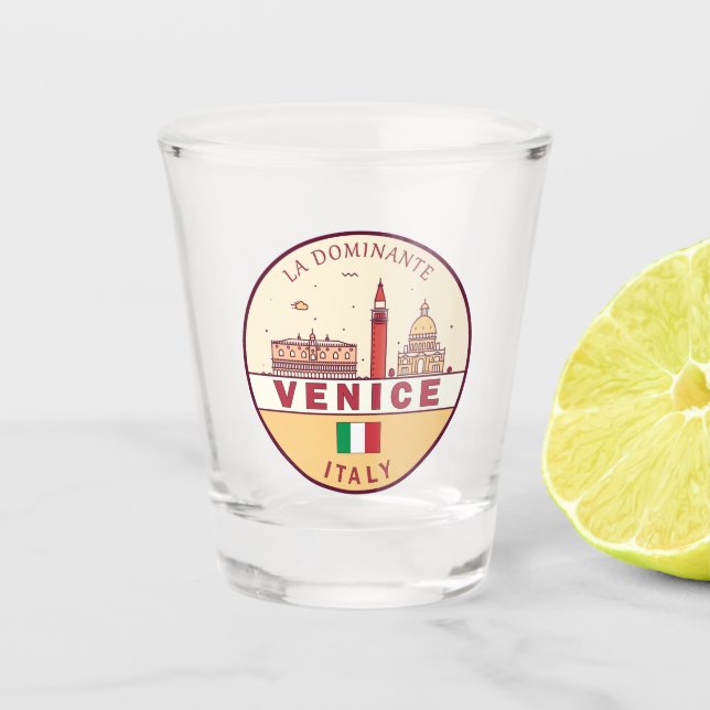 Verre A Shot Emblème Skyline de Venise Italie (Devant)