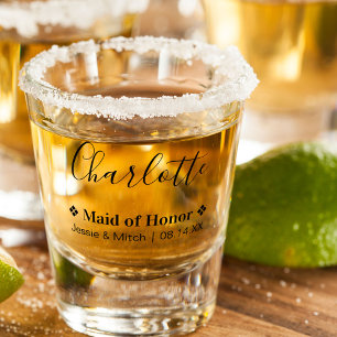 Verre A Shot Employé d'honneur Mariage Date et nom Personnalisé