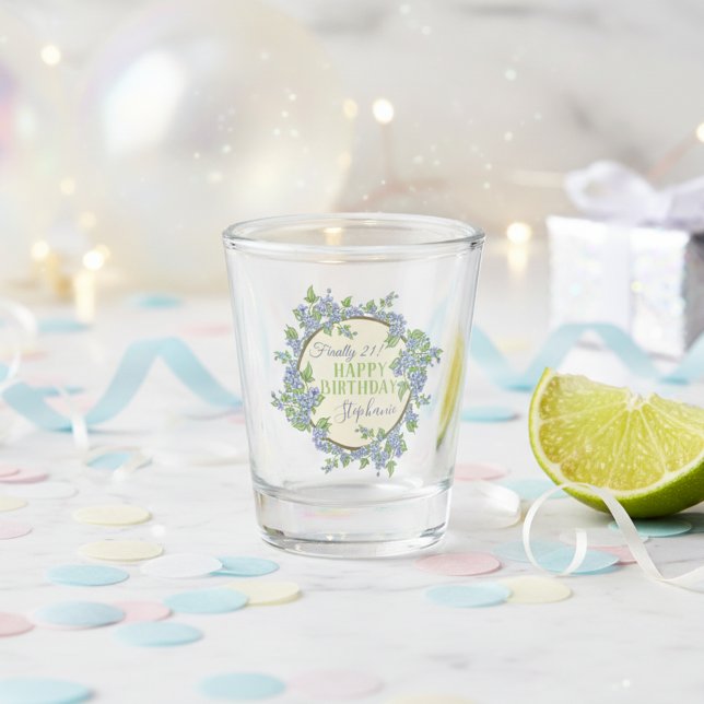 Verre A Shot Enfin 21 Joyeux 21ème anniversaire présent (Finally 21! Personalized 21st birthday shot glass.)