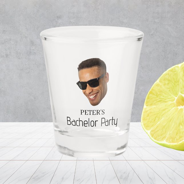 Verre A Shot Enterrement de vie de garçon avec photo de visage  (Custom Face Photo Bachelor Party Shot Glass
)