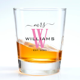 Verre A Shot Épouse rose Monogramme Femme Mme Anniversaire Mari