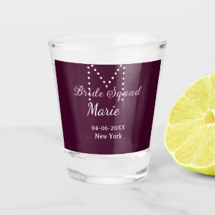 Verre A Shot Équipe de mariée ajoutez nom monogramme demoiselle