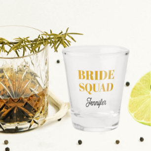 Verre A Shot Équipe de mariée de mariage jaune doré personnalis