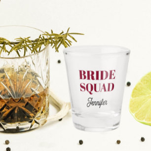 Verre A Shot Équipe de mariée rouge canneberge personnalisée