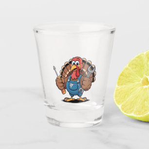 Verre A Shot Équipe Mécanique Turquie Gobbler d'action de grâce