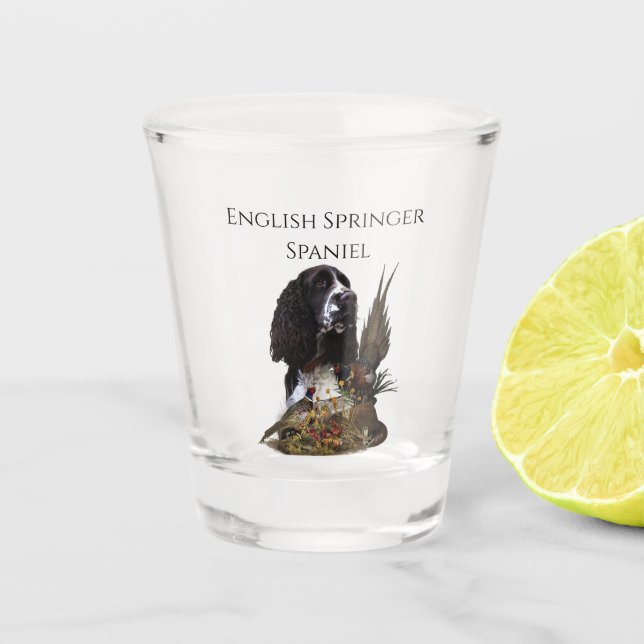 Verre A Shot Espagnol Springer anglais avec faisan (Devant)