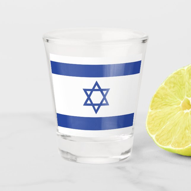 Verre A Shot Etat d'Israël Drapeau, Étoile de David Juifs (Devant)
