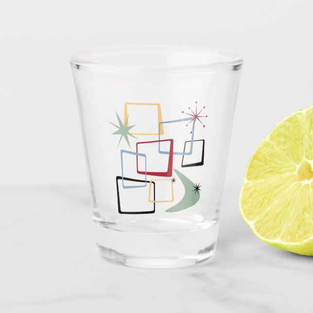 Verre A Shot Étoiles rétro Carrés atomiques Boomerang Mi-siècle (Devant)