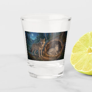 Verre A Shot Famille de loups  