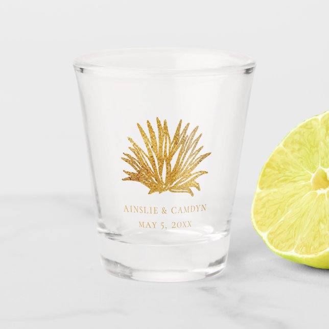 Verre A Shot Faux Gold Agave Wedding Favoriser (Devant)