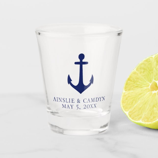 Verre A Shot Faveur nautique de mariage d'Ancre de marine (Devant)