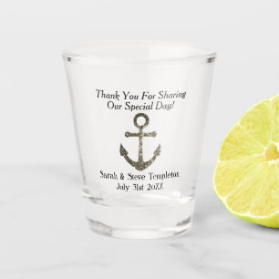 Verre A Shot Faveur nautique de Merci d'Ancre de mariage