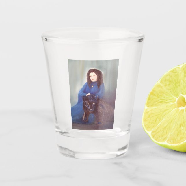 Verre A Shot Femme avec Panthère Noire Shot Glass (Devant)