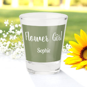 Verre A Shot Femme d'honneur Sage Green Flower