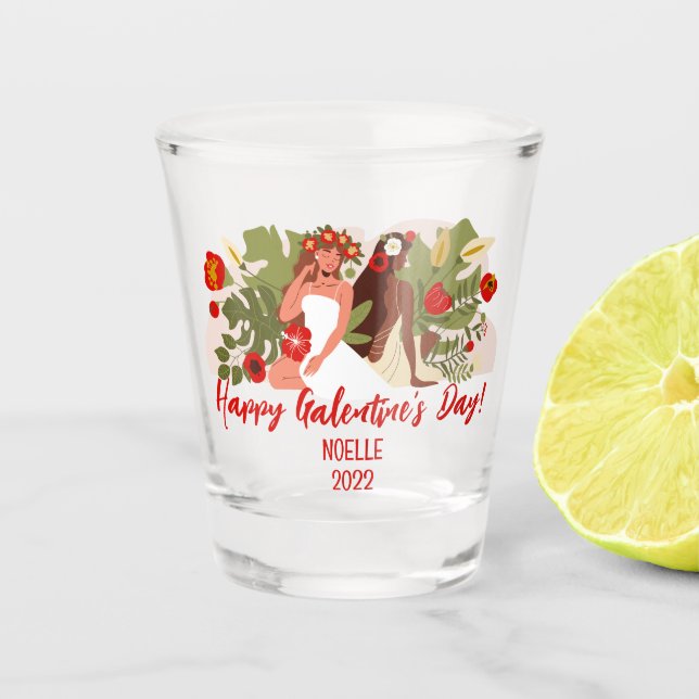 Verre A Shot Femmes Amis Soeurs de la Saint-Galentin (Devant)