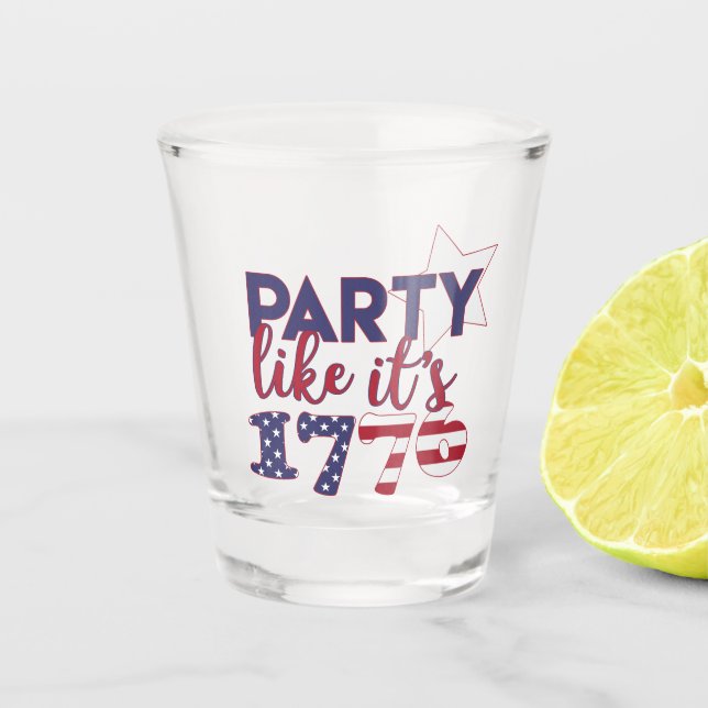 Verre A Shot Fête comme en 1776 - American Flag Typography (Devant)