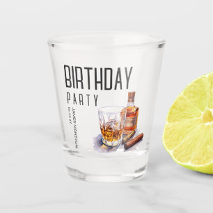 Verre A Shot Fête d'anniversaire du Bourbon et du Cigar