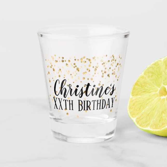 Verre A Shot Fête d'anniversaire florale personnalisée (Devant)