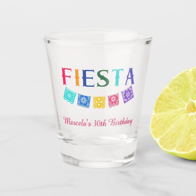 Verre A Shot Fête d'anniversaire mexicaine couleur personnalisé (Devant)