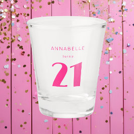 Verre A Shot Fête d'anniversaire moderne 21e Vingt et une rose