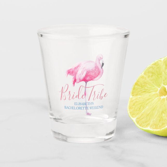 Verre A Shot Fête de bachelor tropicale flamant rose (Devant)
