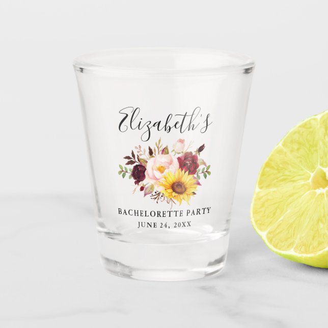 Verre A Shot Fête de Bachelorette Fleurie Mixte Aquarelle (Devant)