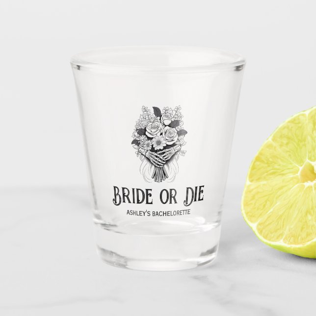 Verre A Shot Fête de Bachelorette Halloween Enterrée ou Meurt (Devant)