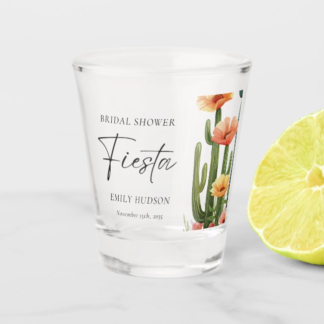 Verre A Shot Fête de Cactus Floral pour Mariage (Devant)