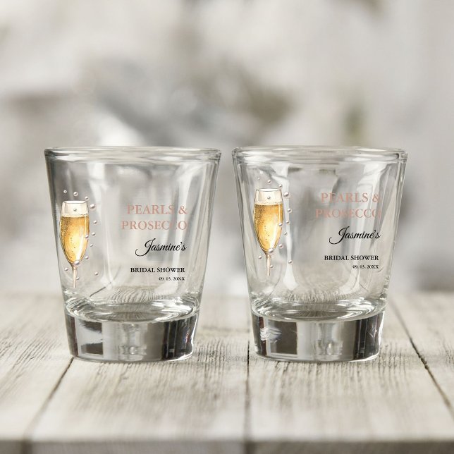 Verre A Shot Fête de Fiançailles Perles Et Prosecco (Créateur téléchargé)