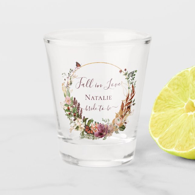 Verre A Shot Fête de mariage champêtre avec fleurs d'automne (Devant)