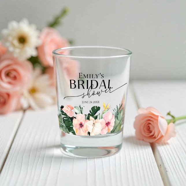 Verre A Shot Fête de mariage tropical floral Hibiscus Palmier (Créateur téléchargé)