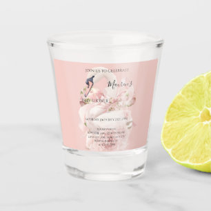 Verre A Shot Fête de naissance fille à ruban rose